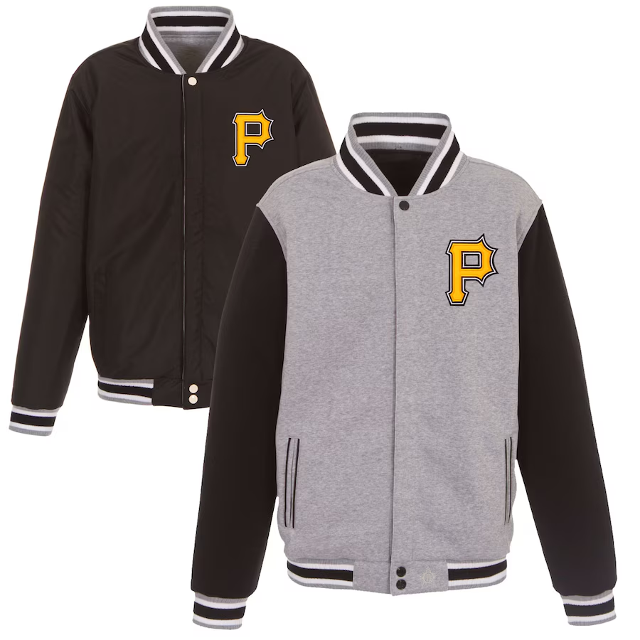 Men's Pittsburgh Pirates JH Design Reversible Fleece Full-Snap Jacket