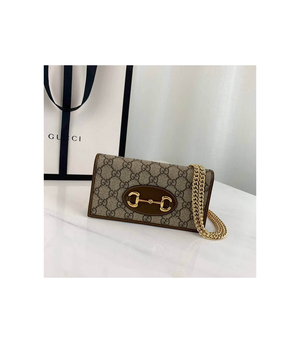 Gucci 1955 Horsebit Wallet With Chain Brown 19cm