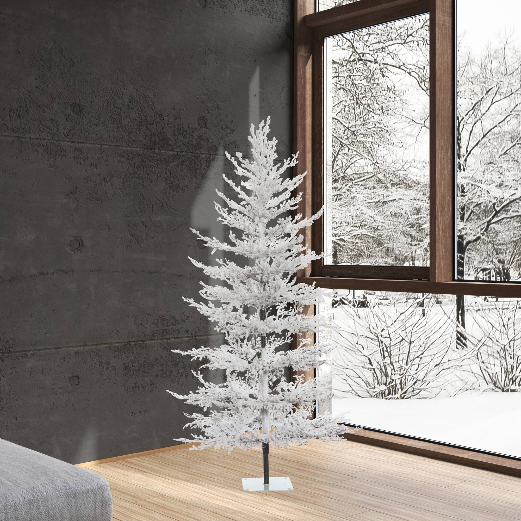 Vickerman B170550 5& x 32x22 Flocked Winter Twig Pine 195T