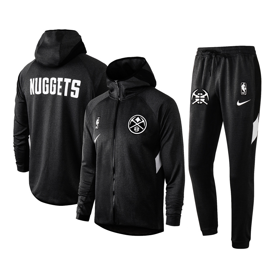 Men's Denver Nuggets Black 2019/20 Showtime Full-Zip Therma Flex Performance Hoodie