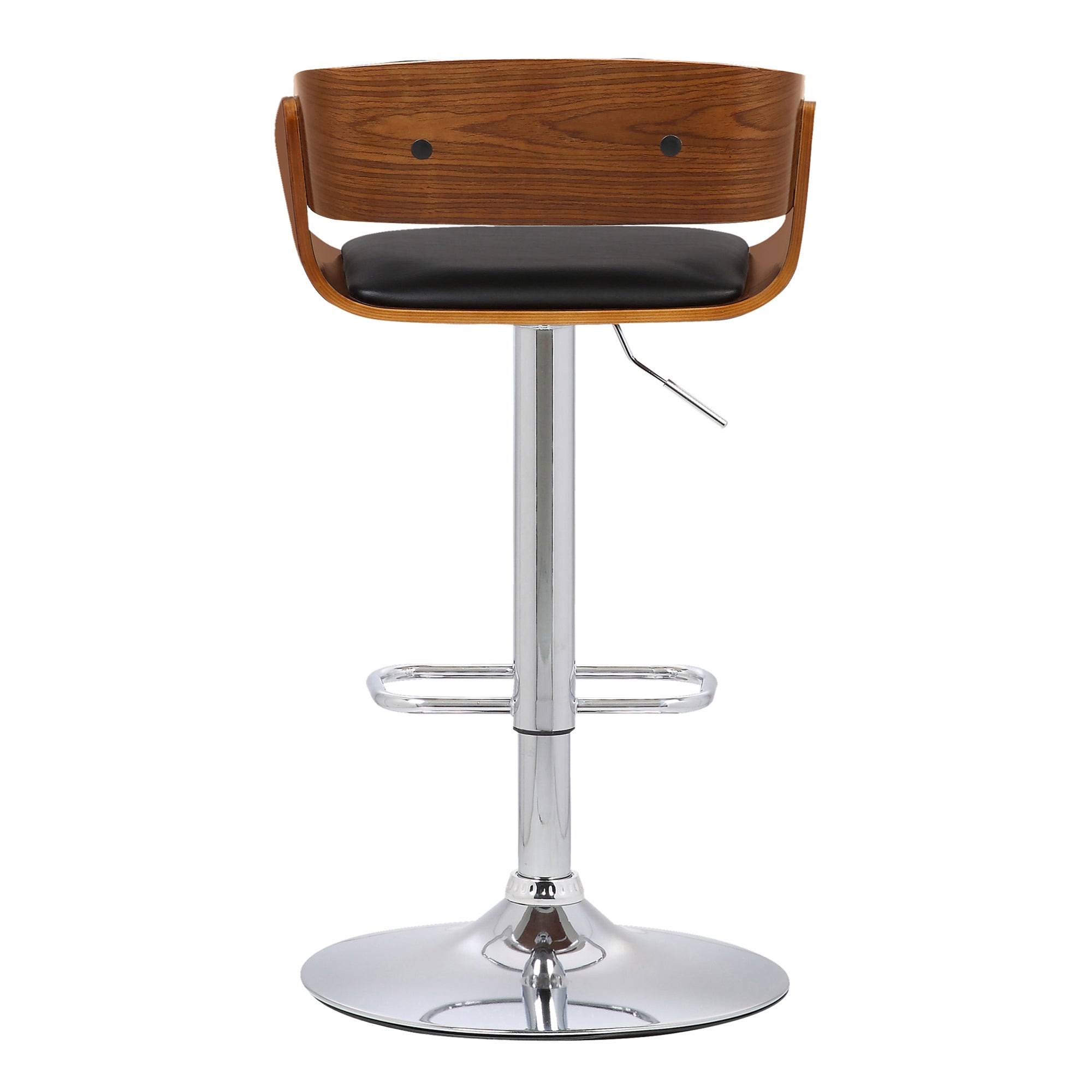 Armen Living Jenny Faux Leather Adjustable Swivel Bar Stool, Black