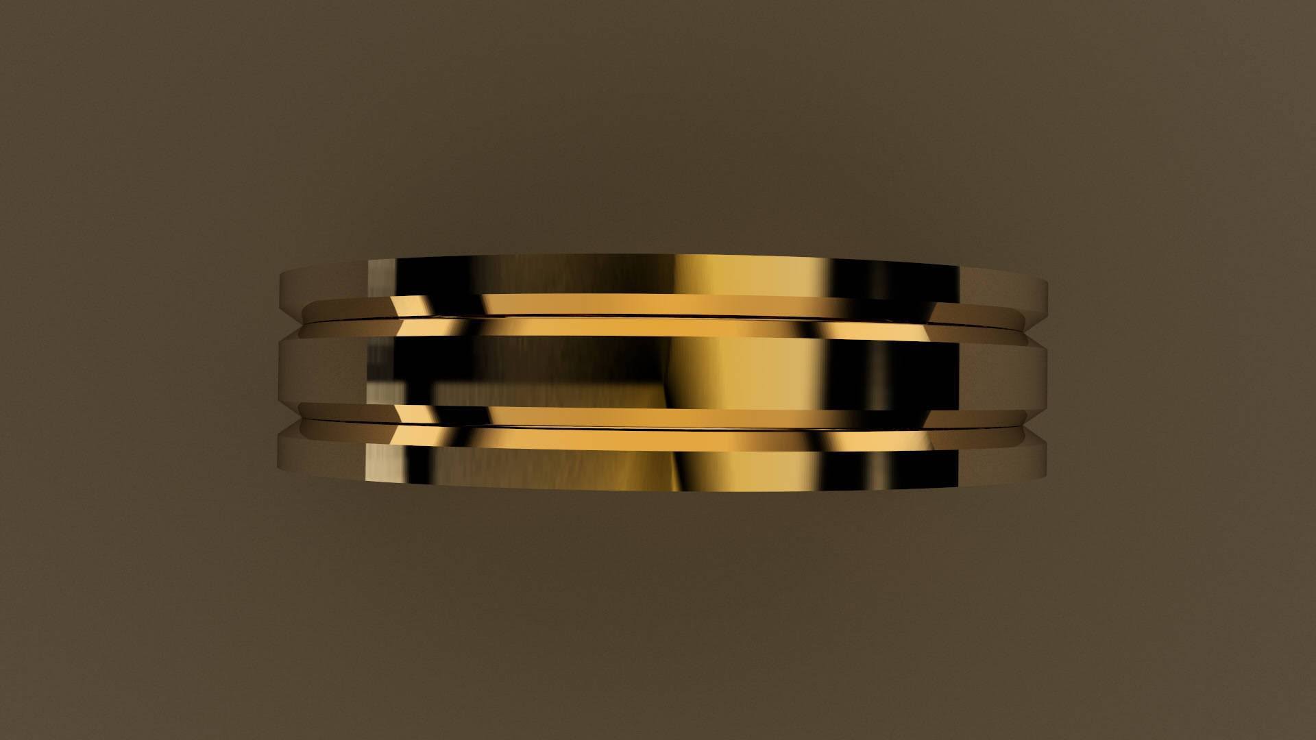 Polished Yellow Gold 6mm Double V Groove Wedding Band 5 3/4