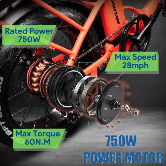 48V 500W/750W Electric Bike for Adults Folding Bikes Fat Tire Bikes 13AH Removable Lithium-ion Battery E-Bikes 7 Speed Shifter Electric Bicycle