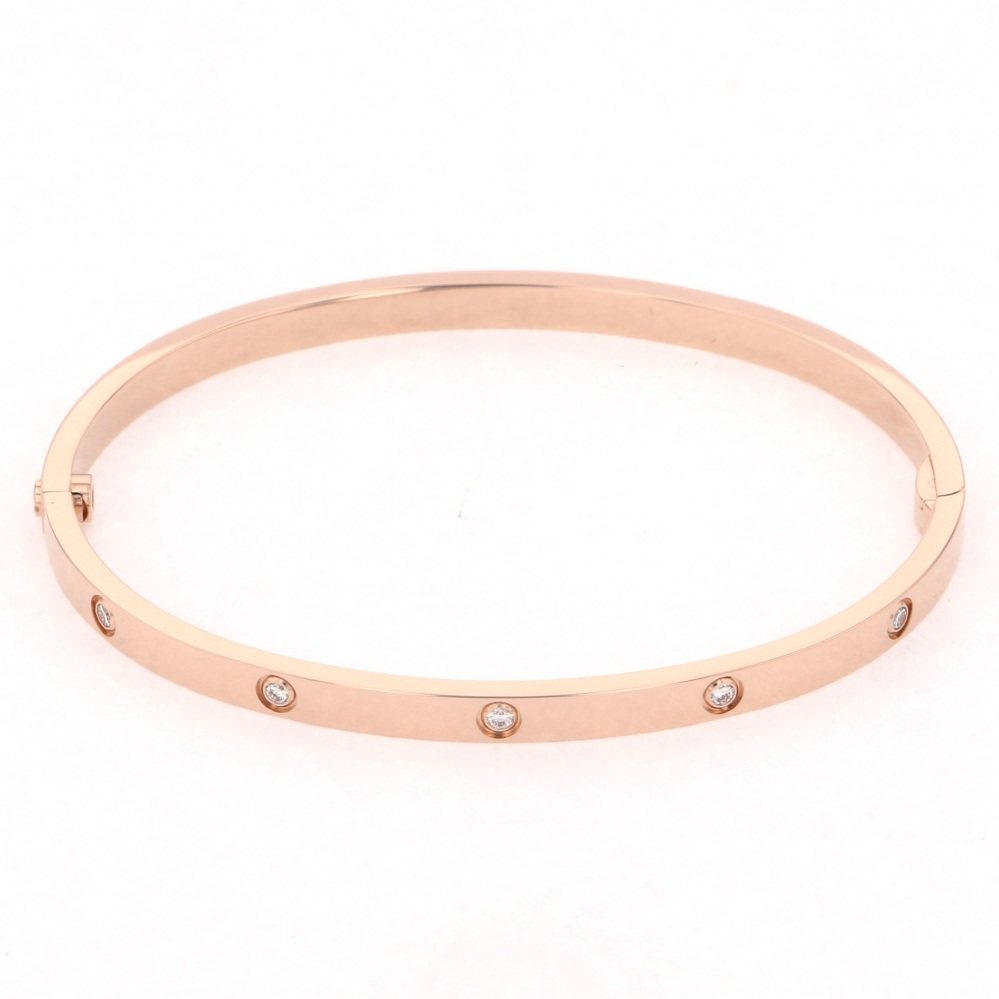 Cartier Love Sm Full Diamond #17 Bracelet 18K Rose Gold
