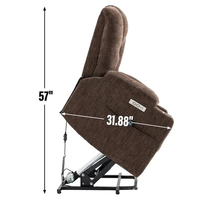 Power Lift Recliner with Heat, Massage & USB-C Charging — Wide Overstuffed Design