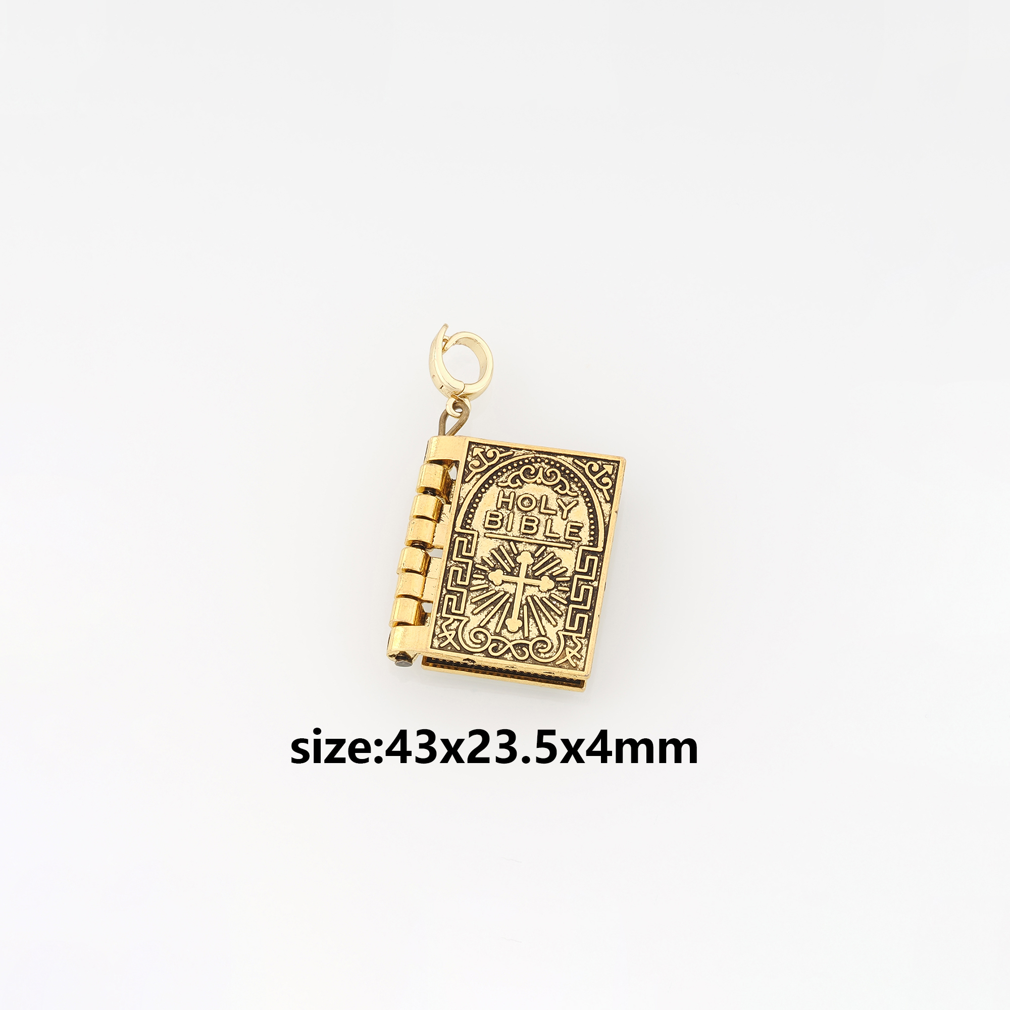 18K Gold Filled Holy Bible Pendant,Religious Charm Earrings Necklace for DIY Jewelry Making Supply