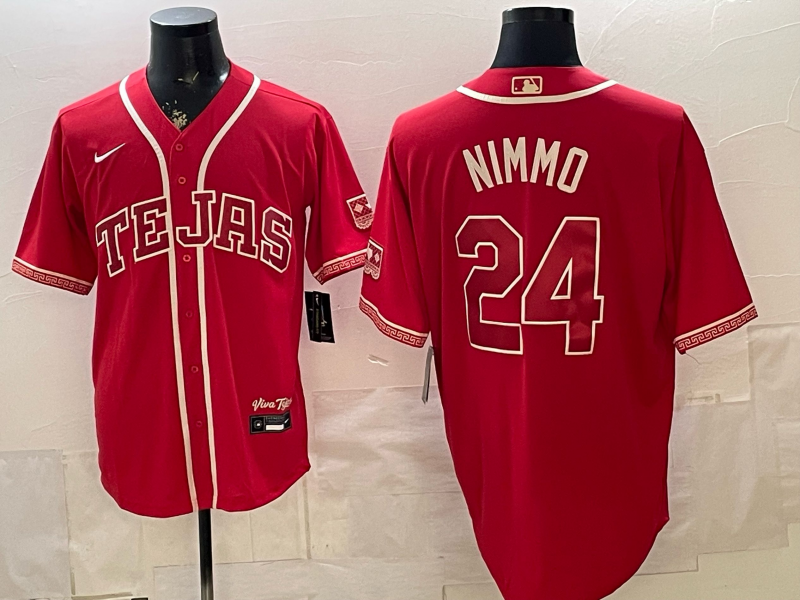 Men's Texas Rangers Brandon Nimmo #24 Red 2026 City Connect Stadium Jersey