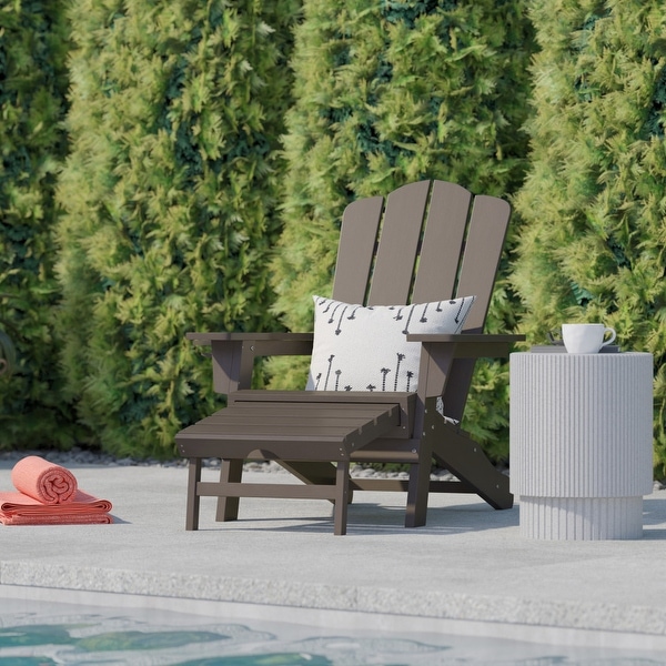 Commercial AllWeather Adirondack Chair with Pullout Ottoman and Cupholder