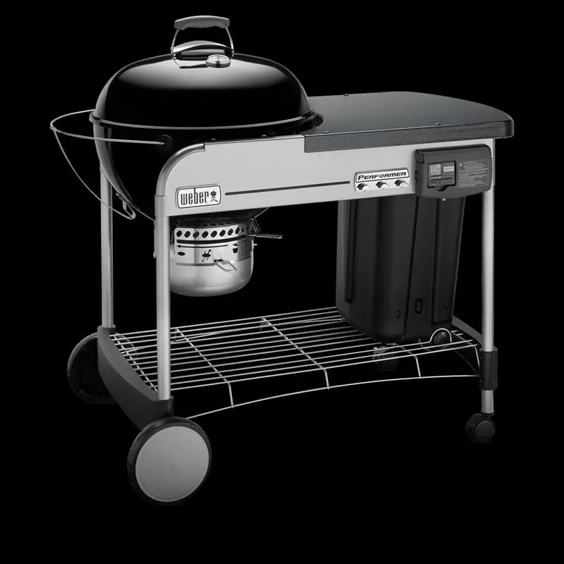 Weber Performer Deluxe Charcoal Grill – 22-Inch, Black Finish, Integrated Ash Catcher & Gourmet BBQ System