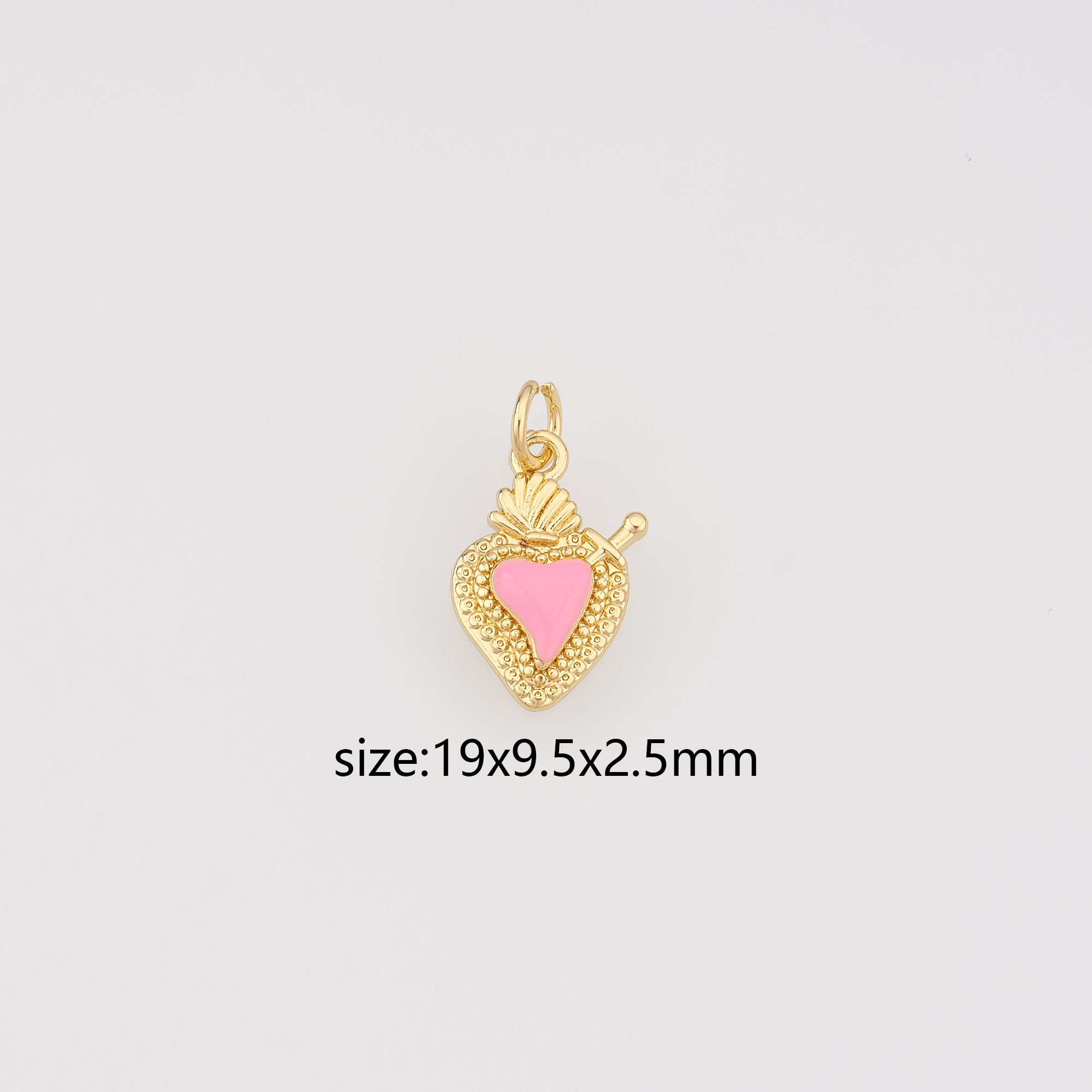 18K Gold Filled Sacred Heart Pendant,Enamel Sacred Heart Earrings Necklace for DIY Jewelry Making Supply