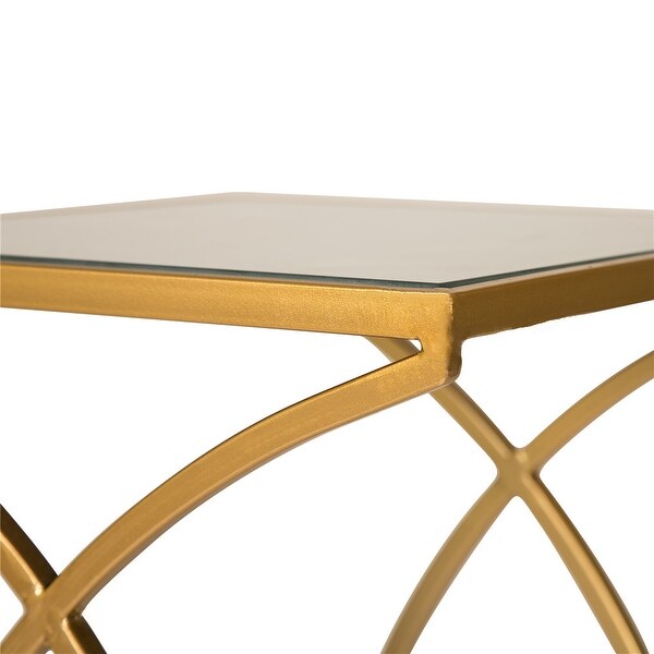 Glitzhome Set of 2 Modern Glam Glass Top Nesting Side Table