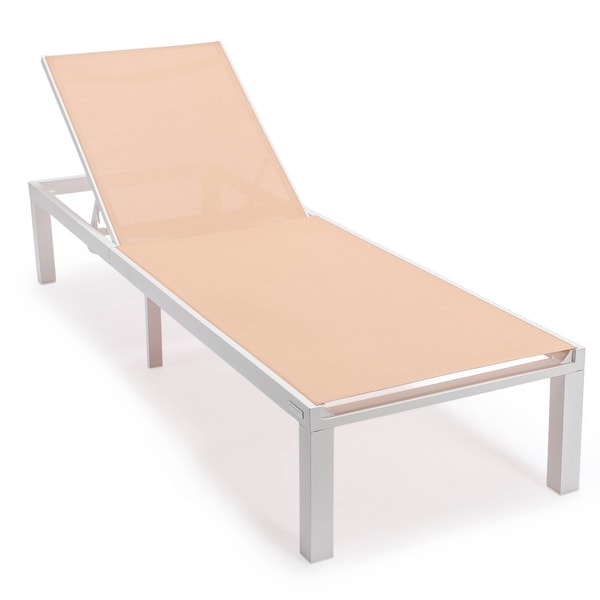 Aluminum Beach Pool Sun Lounge Chair Sling Mesh Fabric Reclining Stackable Lounger Chair