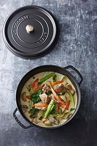 Cast Iron Dutch Oven 7-qt Round Cocotte, Serves 7- 8, Black Matte