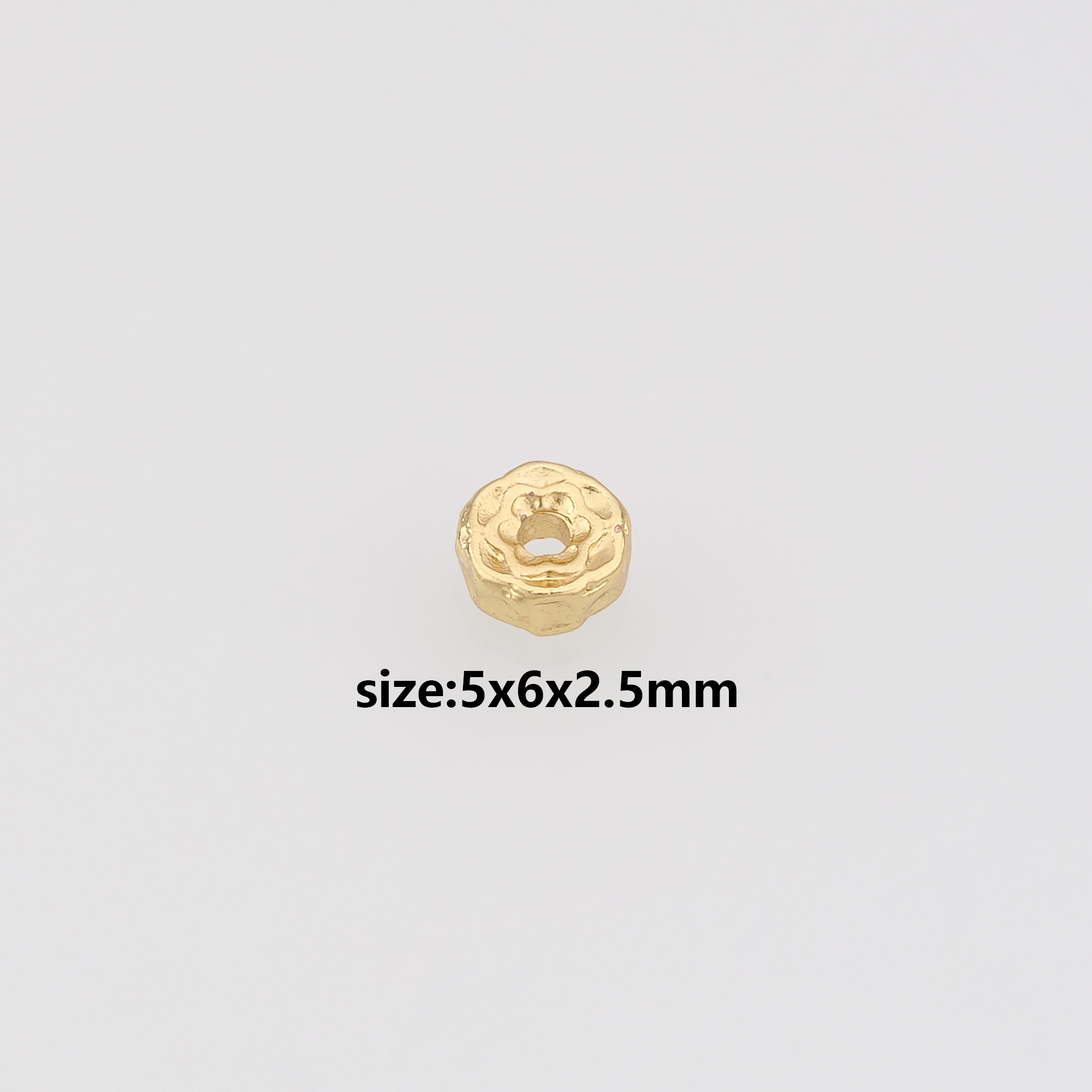20Pcs 18K Gold Filled Flat Beads,Flower Flat Spacer Beads,DIY Jewelry Making Supply
