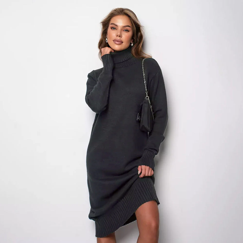 Turtleneck Knit Midi Dress - Effortless ChicClistos