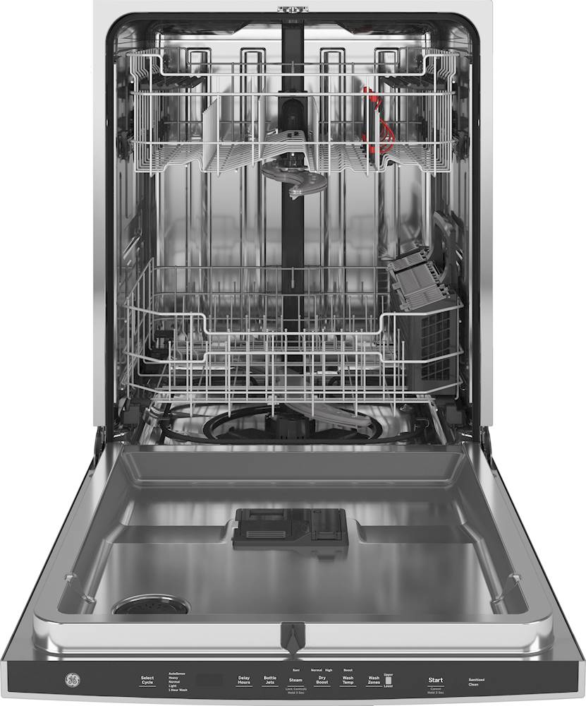 GE - Top Control Built-In Dishwasher with Stainless Steel Tub, Dry Boost, 48dBA - Stainless steel