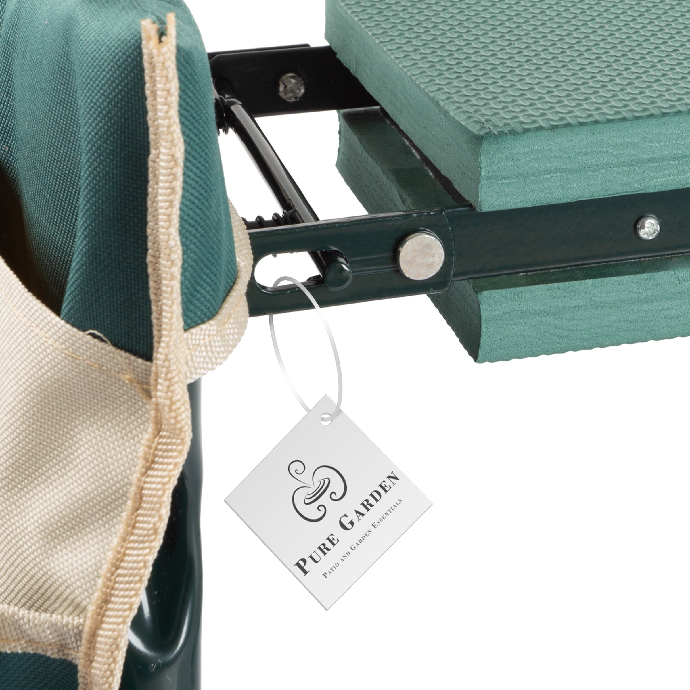 Pure Garden Kneeler Bench – Foldable Stool with 2 Tool Pouches (Green)