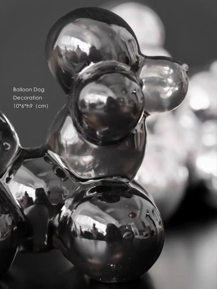 DC059 (Set) - Home Georg J* style Danish bicolored balloon dog paperweight silver grey home ornament