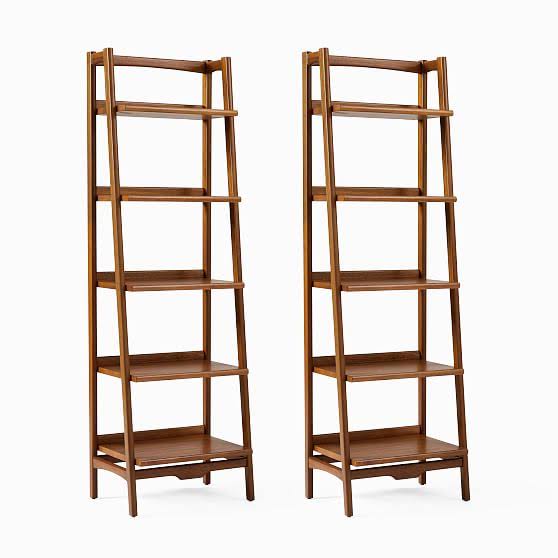 Mid-Century Collection, Open Shelf Bookcase, Narrow, Acorn, Set of 2