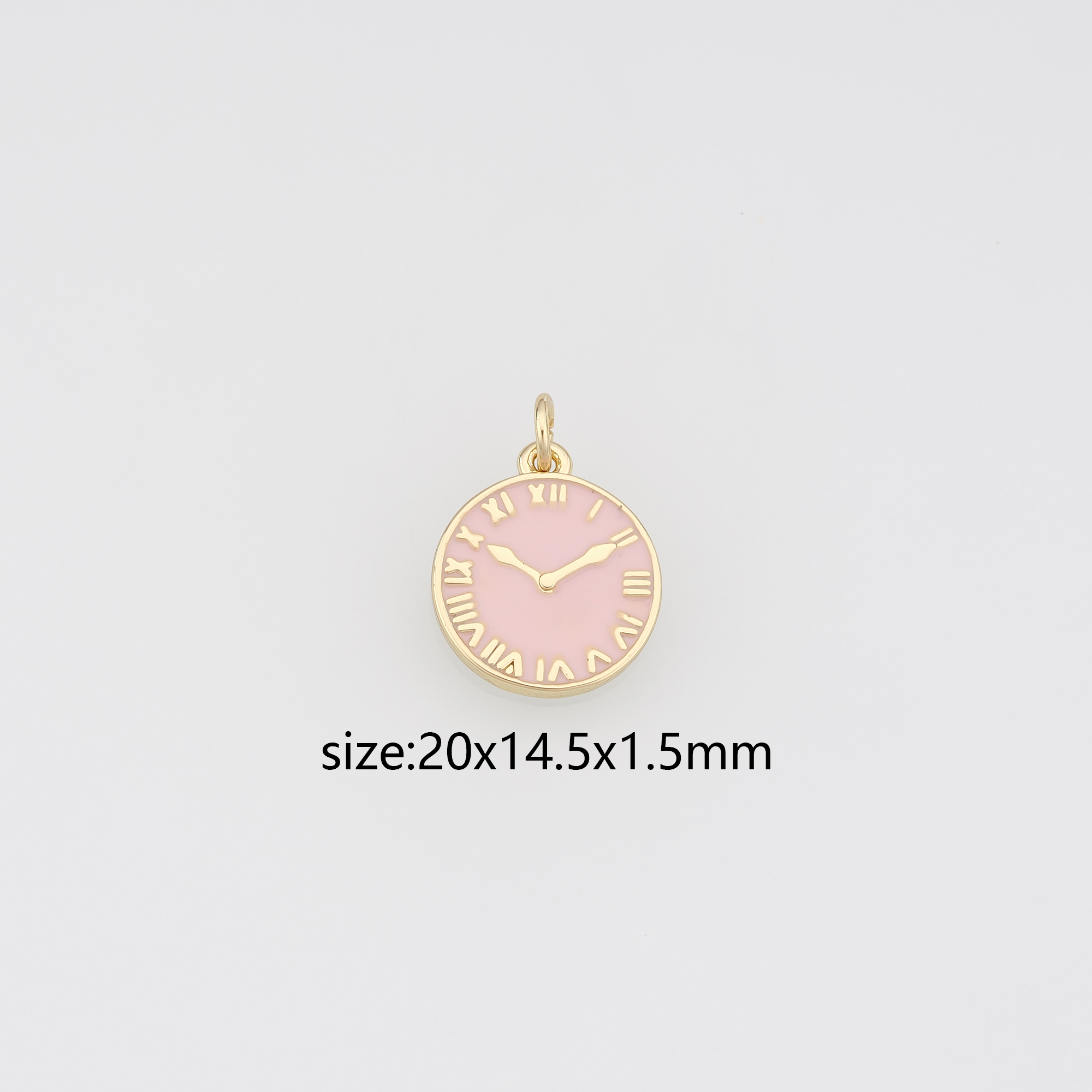18K Gold Filled Clock Pendant,Enamel Clock Charm Earrings Necklace for DIY Jewelry Making Supply