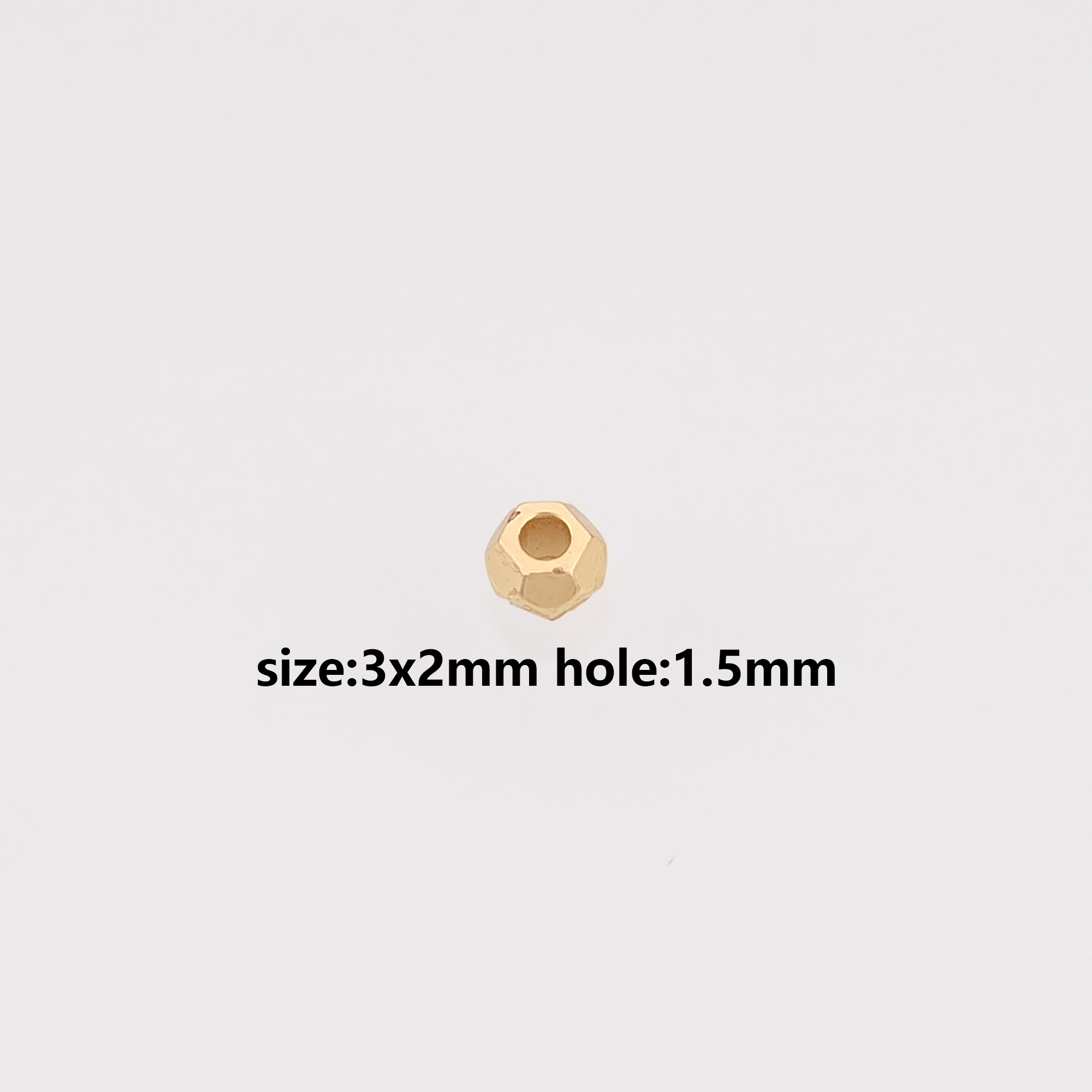 50Pcs 18K Gold Filled Hexagon Spacer Beads,Geometric Bead for Bracelet Jewelry Necklace Making Supply
