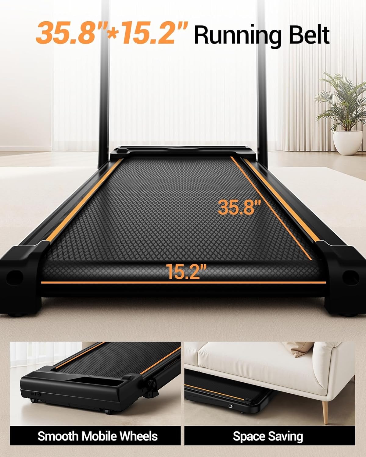4-in-1 Under Desk Treadmill with Handles, Foldable Treadmill with 2.5 HP Quiet Brushless, 330 LBS Capacity