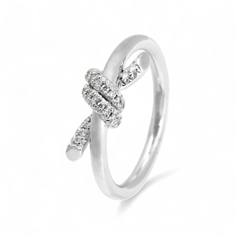 Tiffany & Co. Knot Ribbon Ring 18K White Gold Diamond 70302721