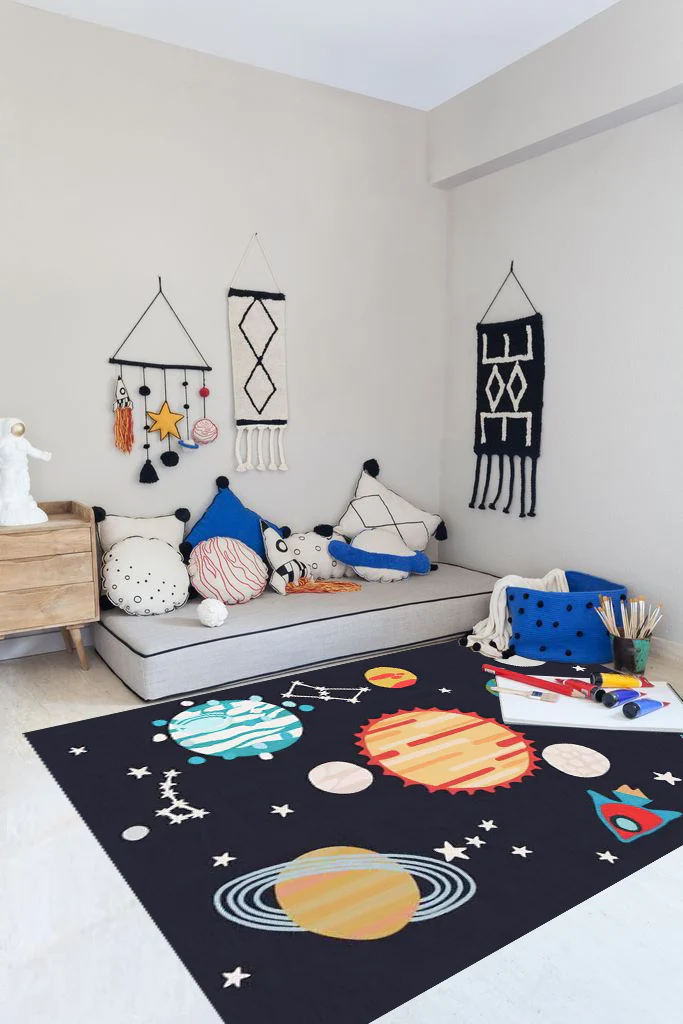 CP027 - Universe Deep Blue Planet Carpet Universe Trend Living Room Study Room Carpet Children's Room Game Blanket Bedside Carpet