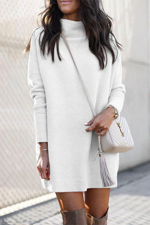 Oversized Turtleneck Knit DressClistos