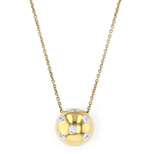 Tiffany & Co. Tiffany Dotsball PT950 K18YG Yellow Gold Necklace Platinum & 18K Yellow Gold Diamond