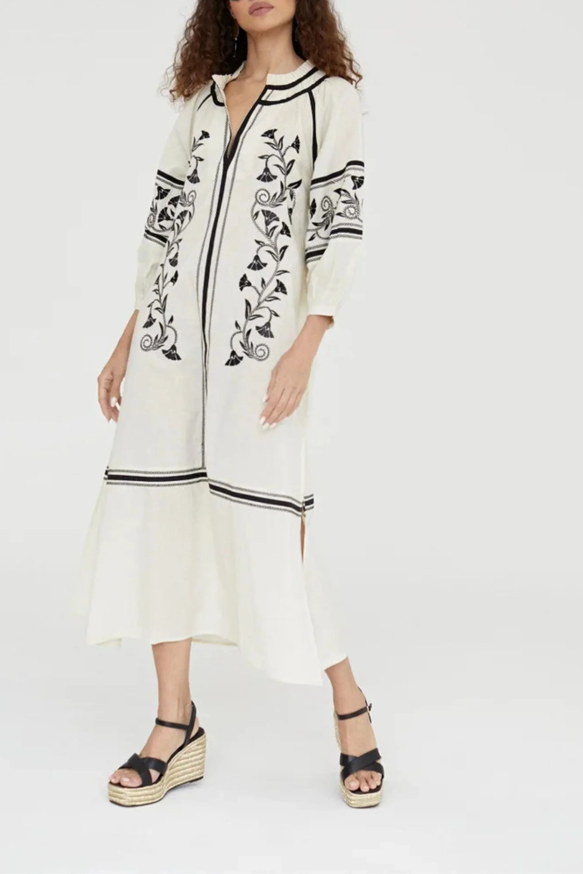 Off-White Embroidered Cotton Dress