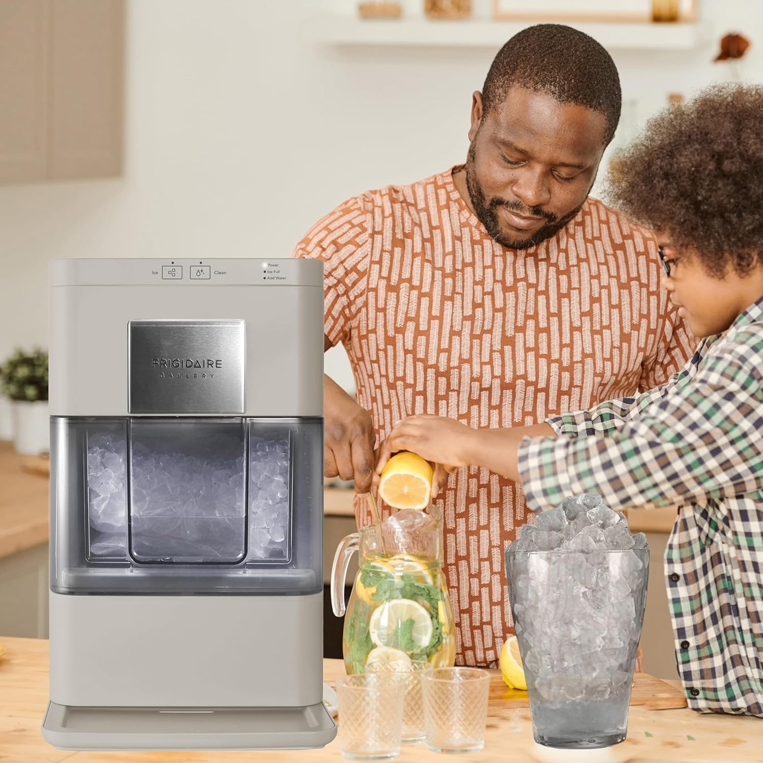 Nugget Ice Maker, Countertop Ice Machine with Transparent Window, Sonic Ice Maker with 44 lbs. Capacity, Auto Self Cleaning Ice Maker Machine, 2.0 Gen, Cream – 16.75D x 11.75W x 20.25H