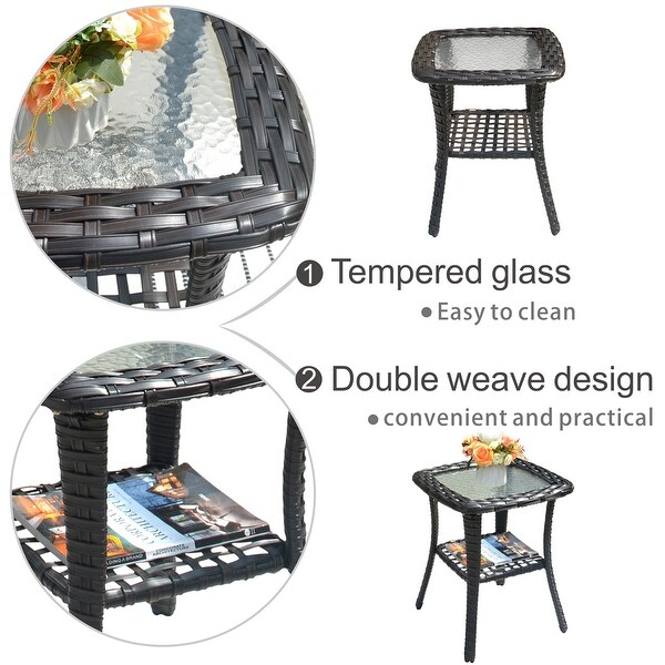 OVIOS 6piece Rattan Wicker Patio Furniture Set Swivel Gliding Chair Set