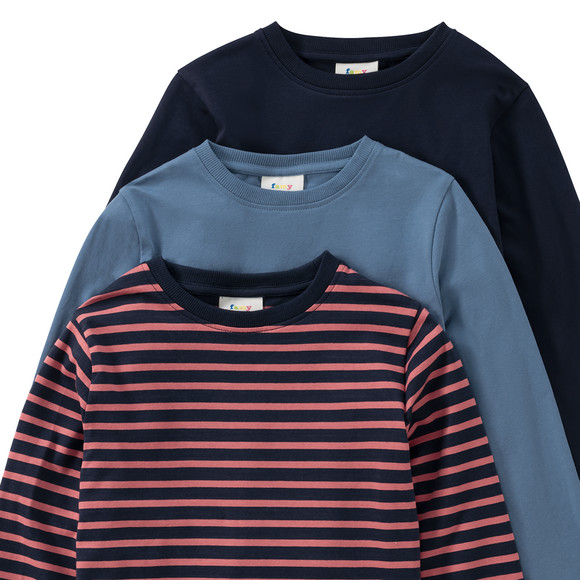 Famy 3 Jungen Langarmshirts im Basic-Look