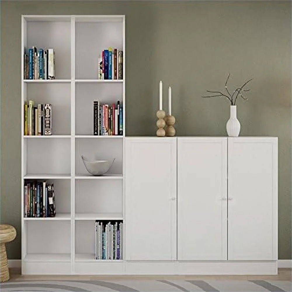 White Modern 5-Tier Tall Bookshelf Compact Size 10.5