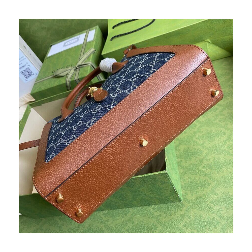 Gucci Jackie 1961 Medium Tote Bag in Blue Denim 30cm
