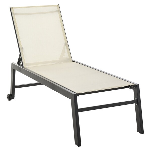 Outsunny Patio Garden Sun Chaise Lounge Chair with 5Position Backrest,2 Back Wheels,and Industrial Design
