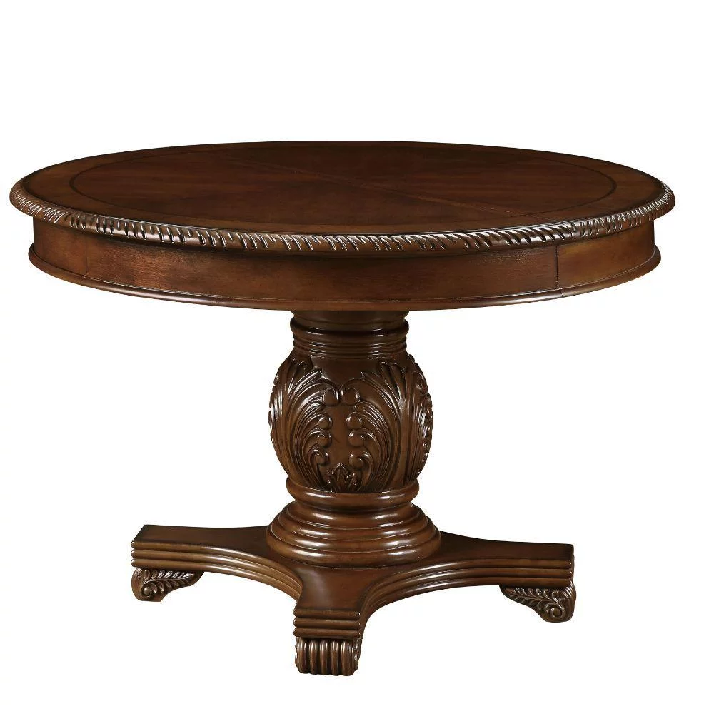 Cherry Round Dining Table Set 5 Chateau De Ville 64170 Acme Traditional Classic