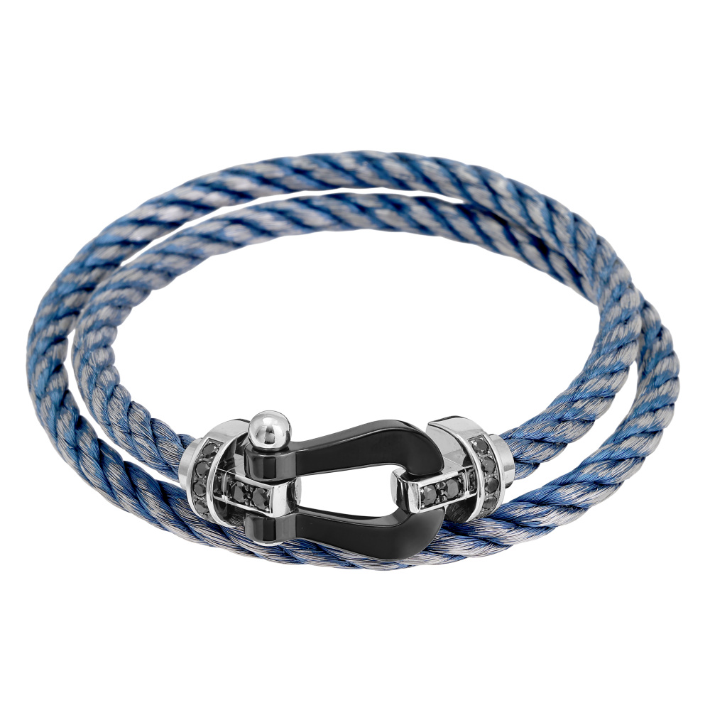 FRED Force 10 Bracelet 18K White Gold & Ceramic Diamond 0B0044-6B1065