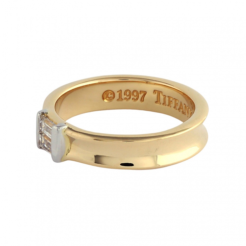 Tiffany & Co. Tiffany K18YG Yellow Gold K18WG White Gold Ring 18K White Gold & 18K Yellow Gold Diamond
