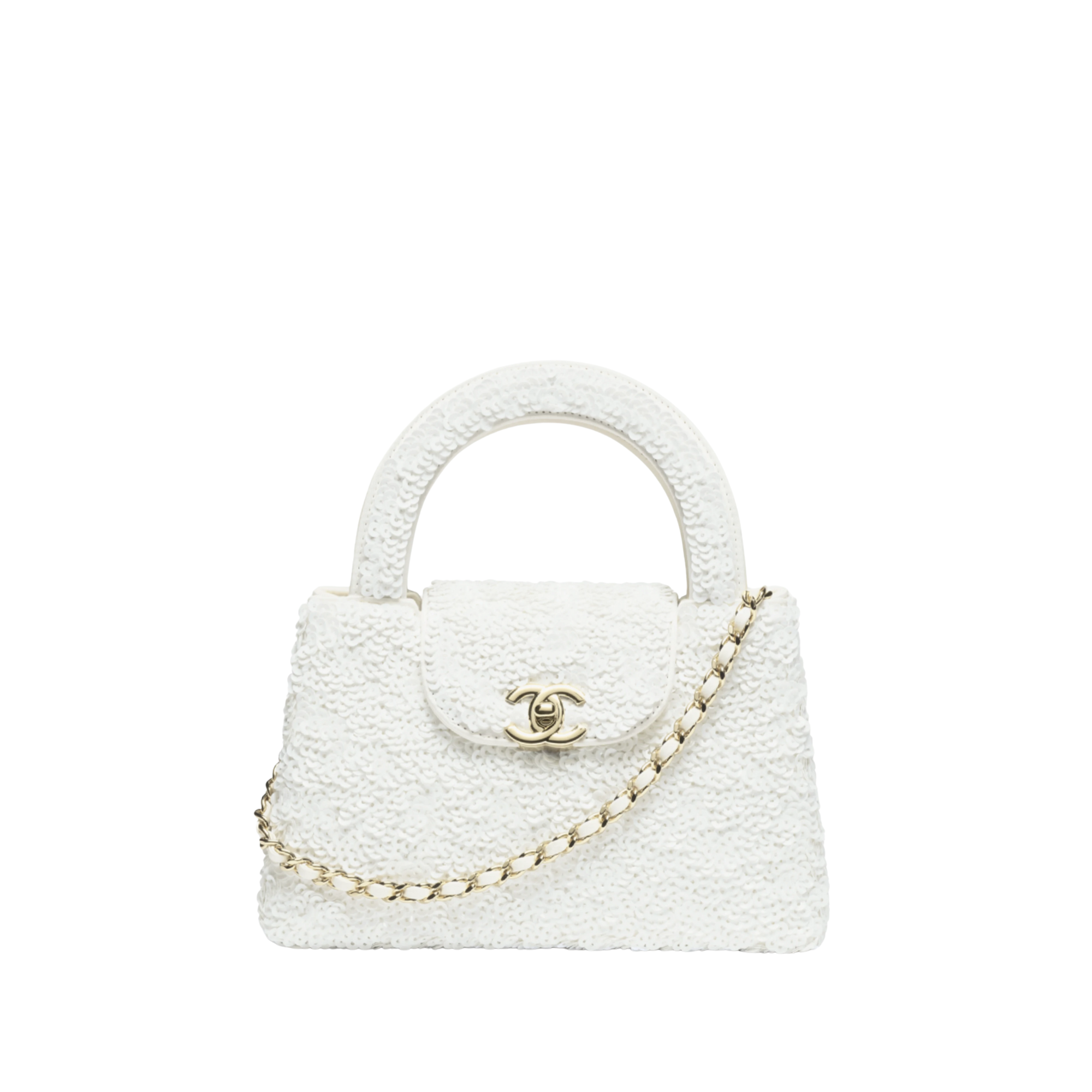 Chanel Mini Sequin Handbag White 19cm/7.5in