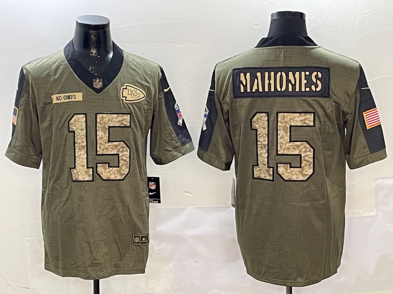 Men's Kansas City Chiefs #15 Patrick Mahomes Brown Game Player Jersey