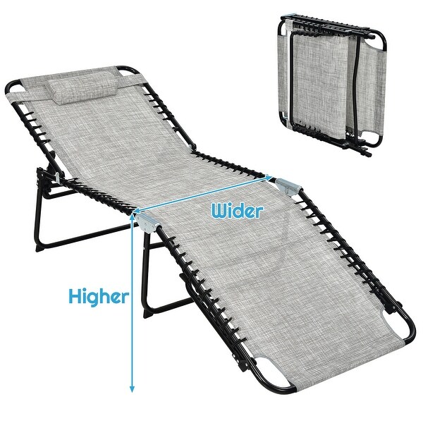 Costway Folding Lounge Chaise Chair 4 Position Patio Recliner w/Pillow