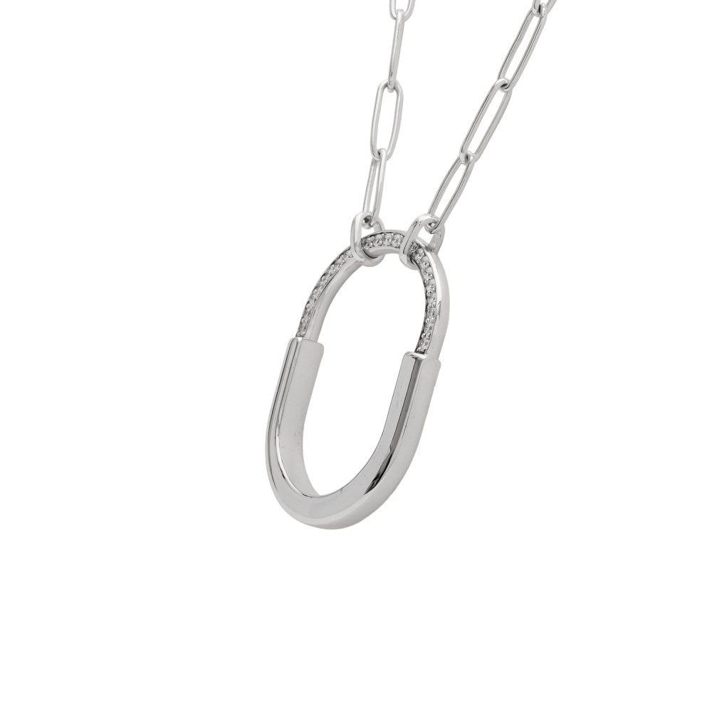 Tiffany & Co. Lock Necklace 18K White Gold Diamond 72342178