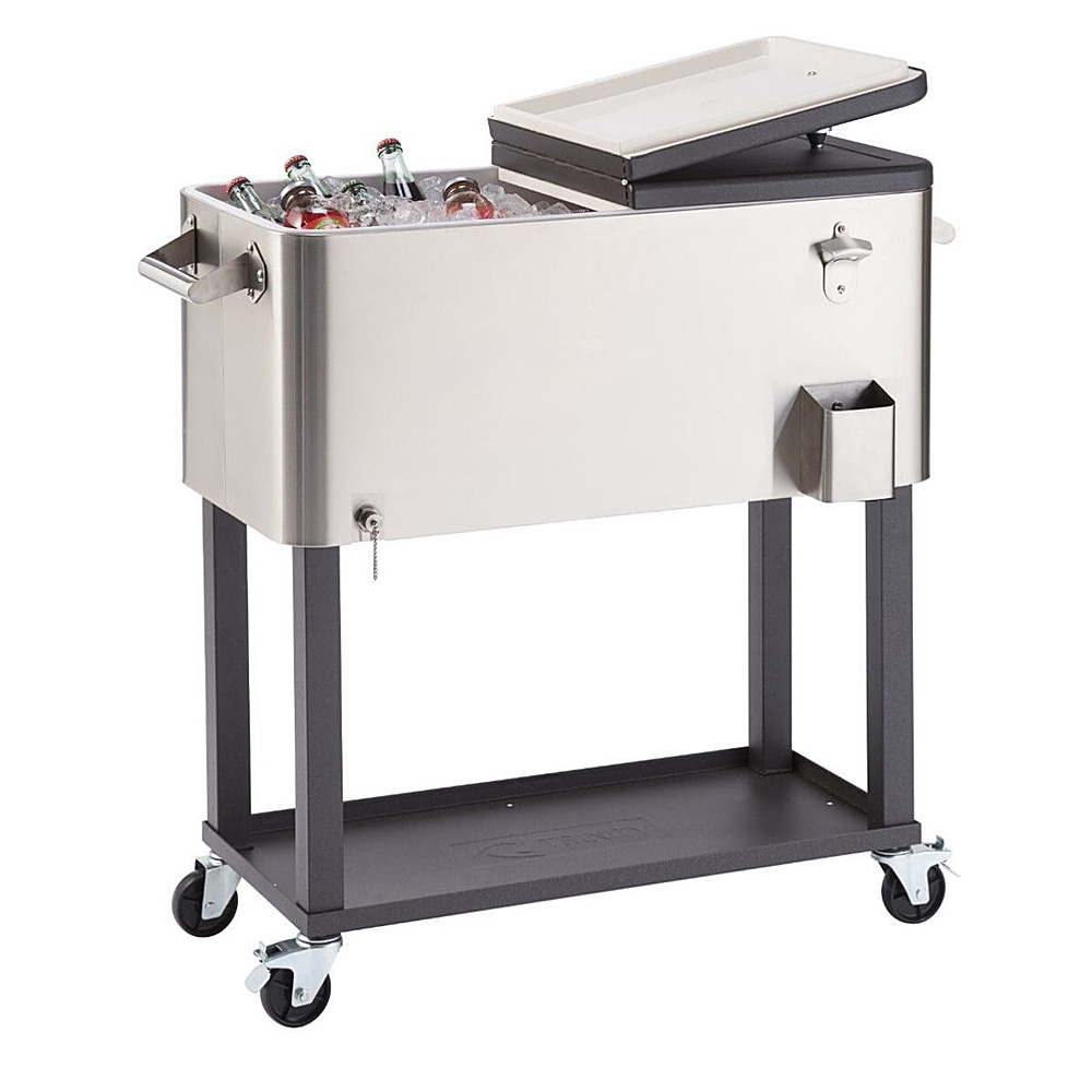 TRINITY | 80 Quart Stainless Steel Cooler | w/ Shelf - Stainless Steel, Black
