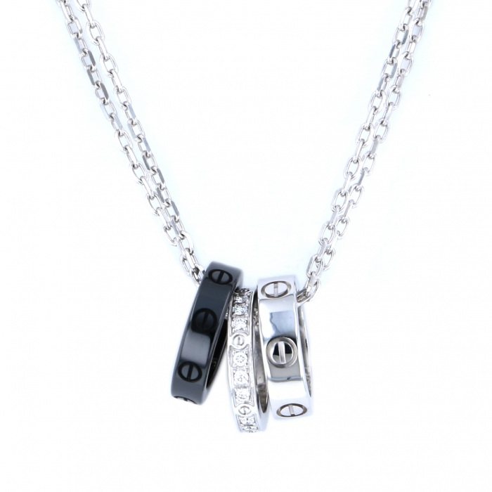 Cartier Love Baby Necklace 18K White Gold & Ceramic Diamond