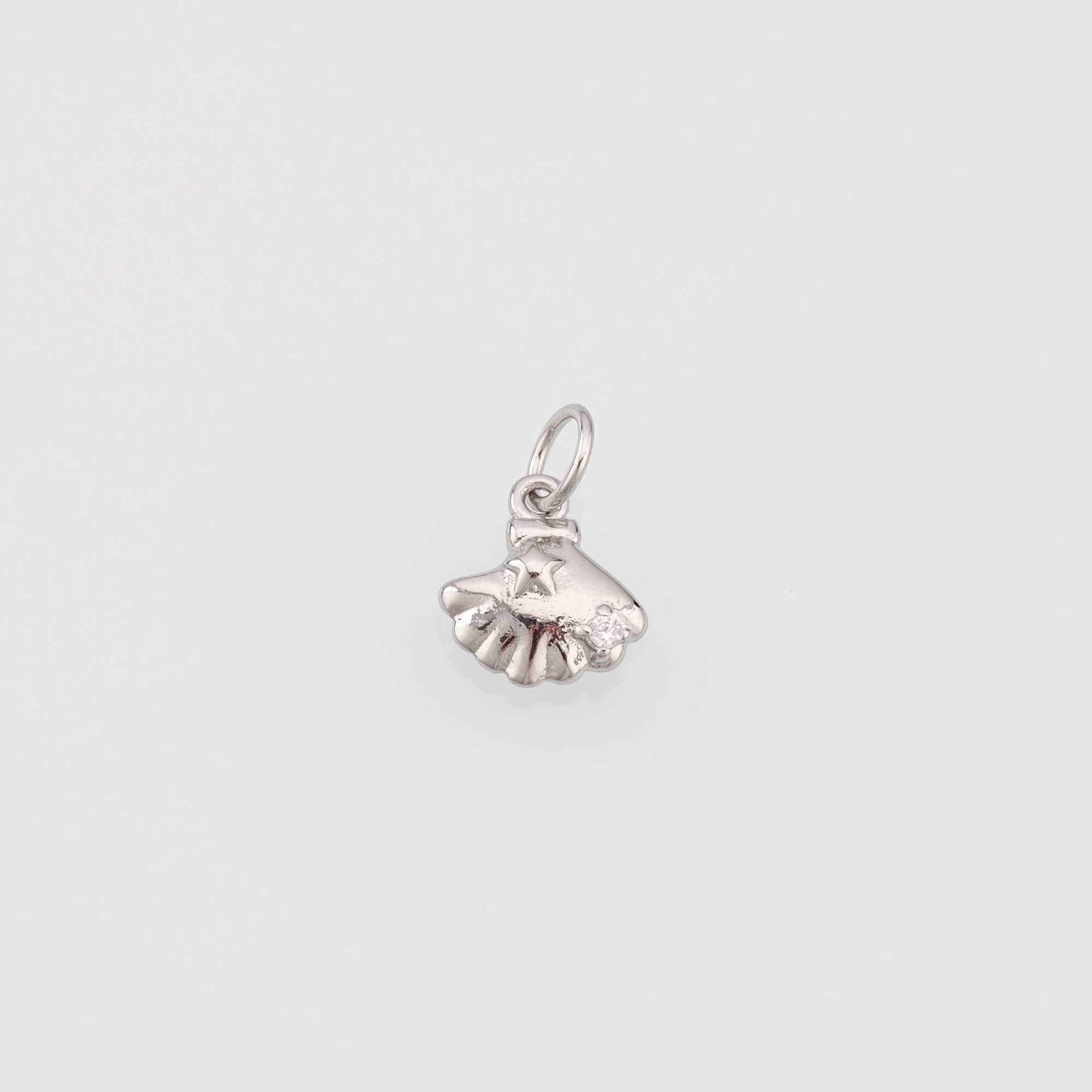 18K Gold Filled Scallop Pendant,CZ Shell Charm Earrings Necklace for DIY Jewelry Making Supply