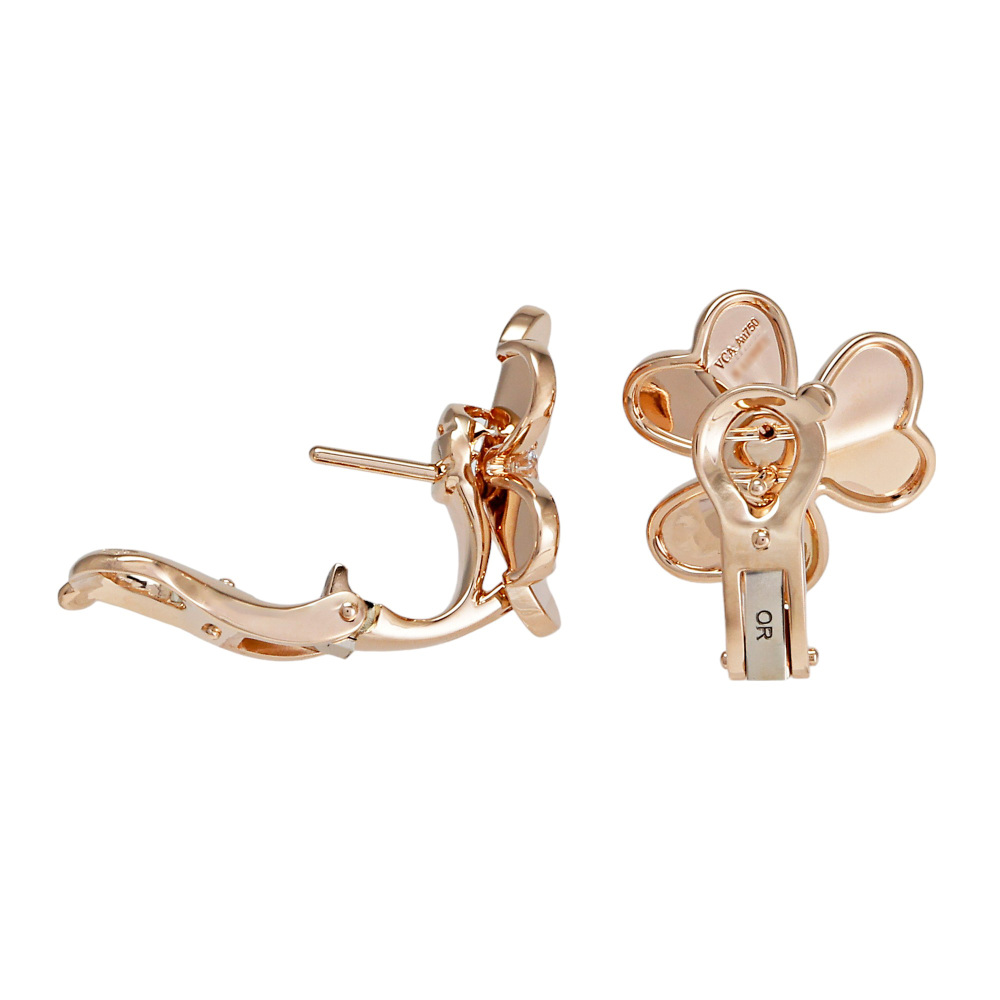 Van Cleef & Arpels Frivole Earrings 18K Rose Gold Diamond VCARPFBK00