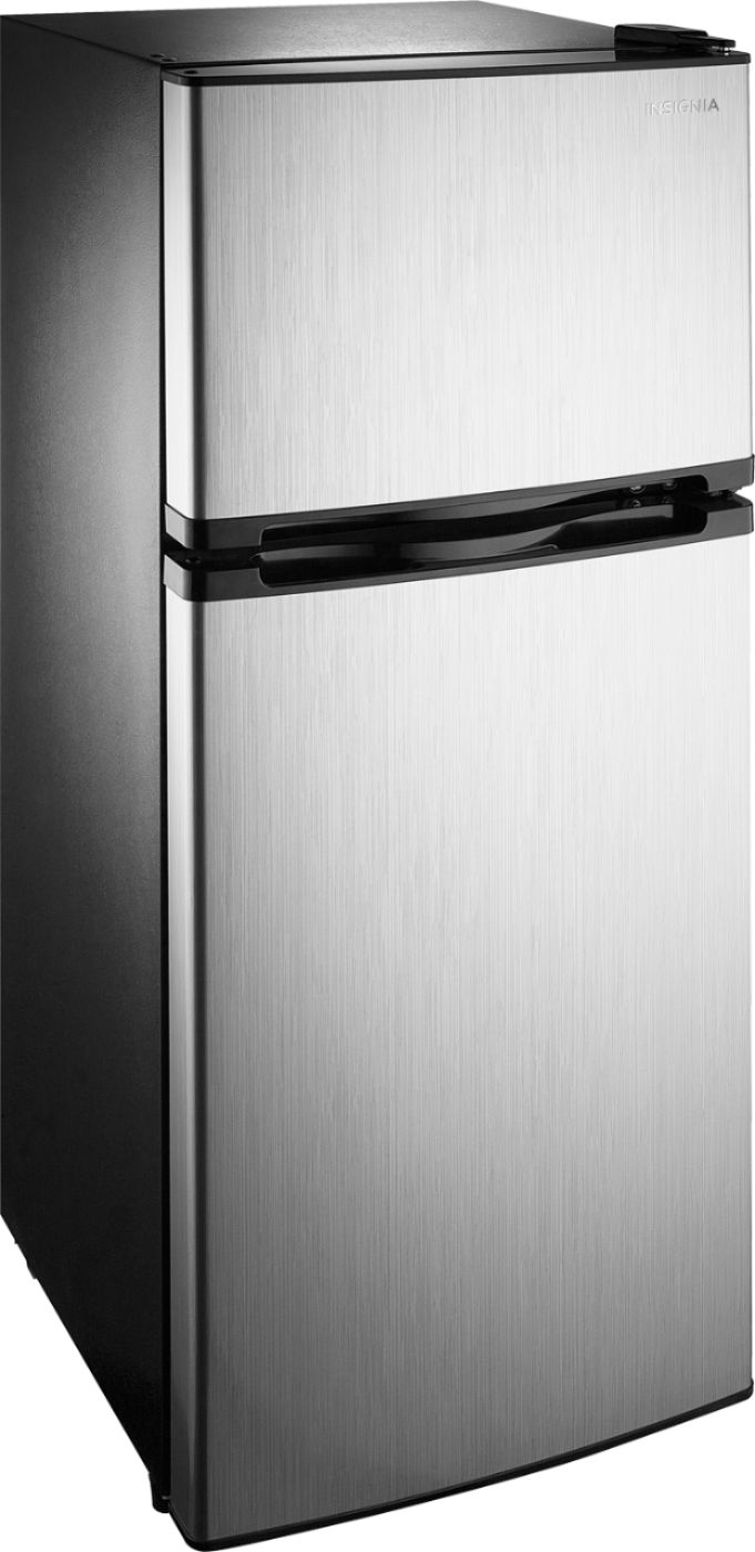 Insignia™ - 4.3 Cu. Ft. Mini Fridge with Top Freezer and ENERGY STAR Certification - Stainless Steel
