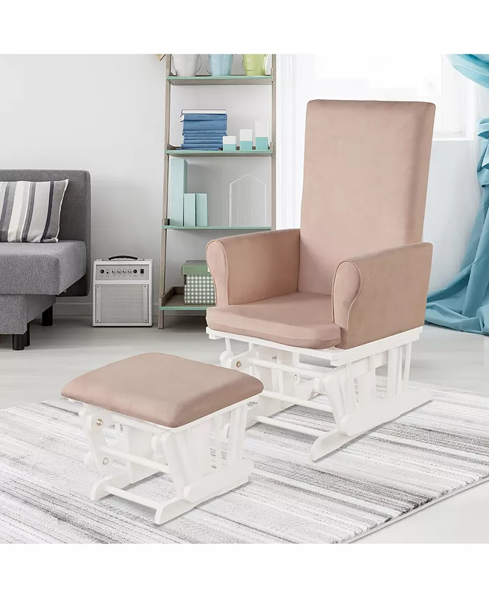 Costway Baby Nursery Relax Rocker Rocking Chair Glider and Ottoman Set w Cushion